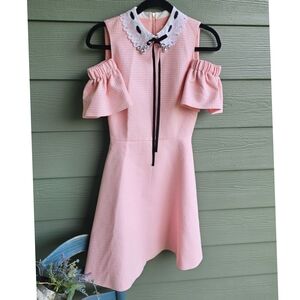 Ted Baker Pink Jeweled Cold shoulder Aline Flowy Dress